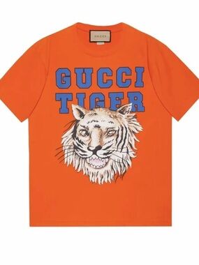 Gucci Bold Orange Tiger Graphic Tee